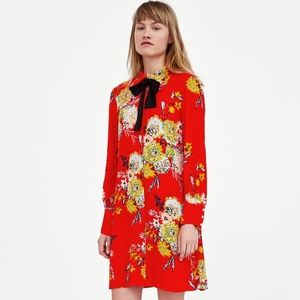 ZARA tie neck dress